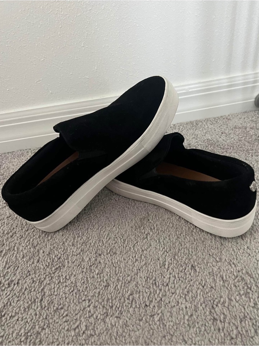 Steve Madden Black Slip-On Platform Sneakers with White Sole